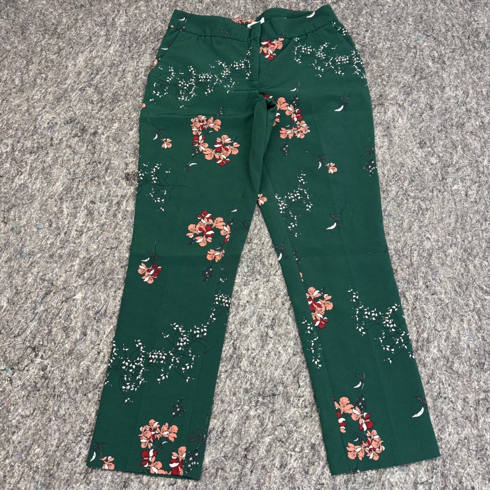 Carolina Belle Montreal Green Floral Dress Pants Straight Leg Womens Size 8